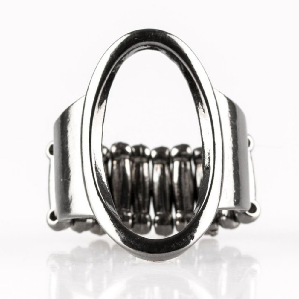Paparazzi Gunmetal oval cut out ring - Picture 6 of 7